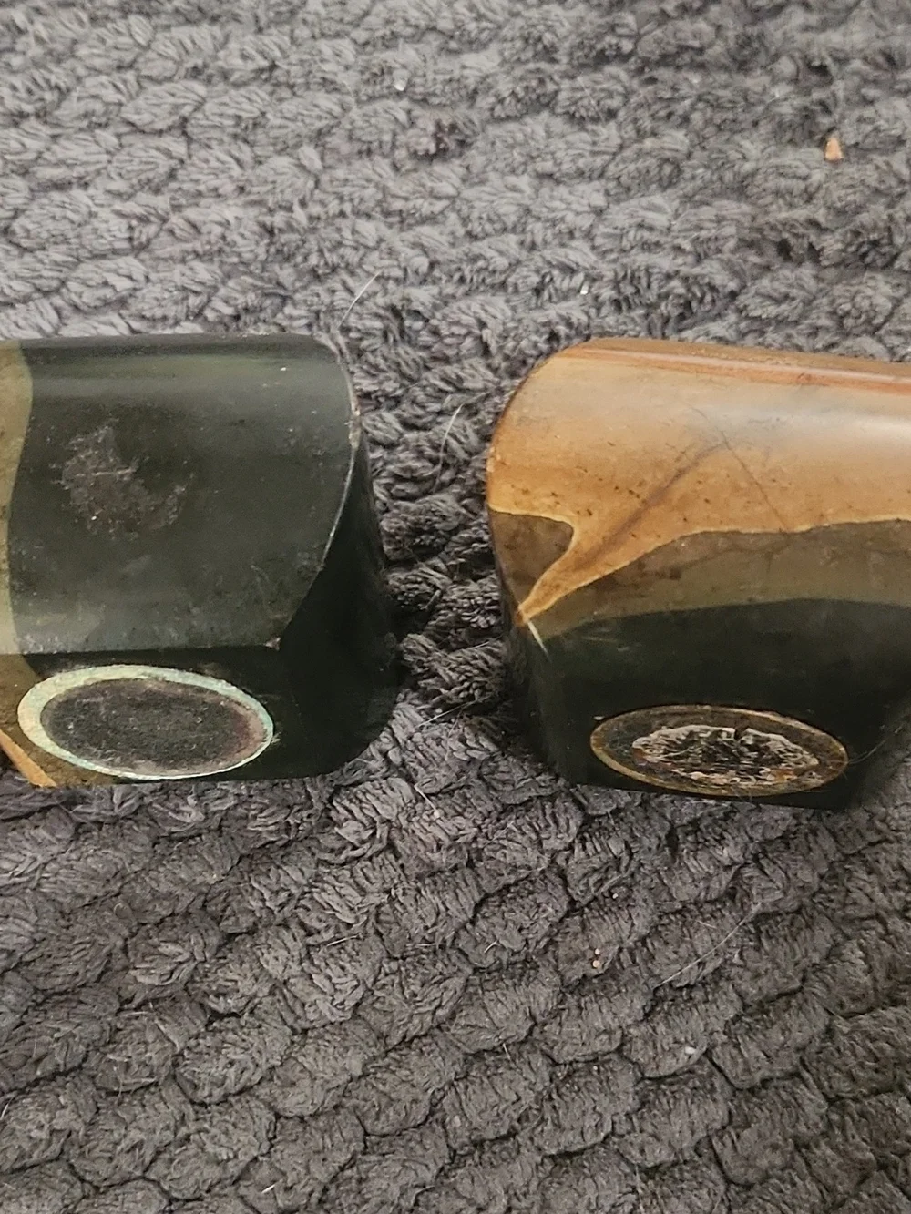 Black and Brown Vintage Marble Salt and Pepper Shaker Set - Made In Spain